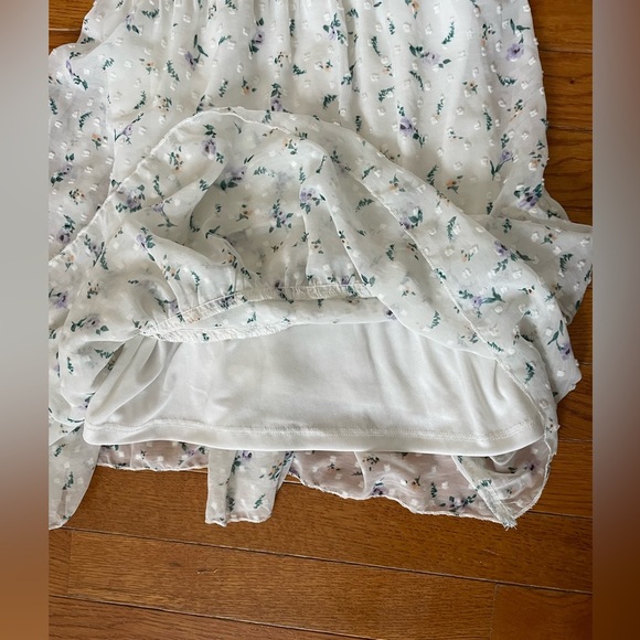 The Fashion Poet‎ Clip Dot Cold Shoulder Ruffle Long Sleeve Dress white size 8 - Picture 5 of 13